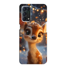 Яскравий чохол для OPPO A74 з Зимові Оленята – Оленятко серед герлянд