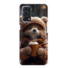 Печатный чехол «Зверята с кофе» для OPPO A74 – Мишка с кофе