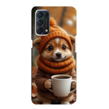 Печатный чехол «Зверята с кофе» для OPPO A74 – Песик с кофе