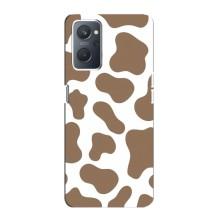Чехол с принтом коровы на Оппо А76 (Коричневый принт)