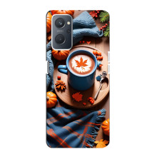 Чехол с уникальным дизайном «Осень с кофе» для Oppo A76 – Кофе и тыквы