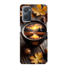 Чехол с уникальным дизайном «Осень с кофе» для Oppo A76 – Тёмный кофе