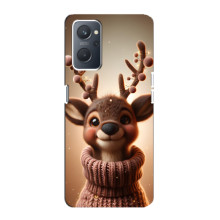 Яркий чехол для Oppo A76 с Зимними Оленятами – Олень в свитере