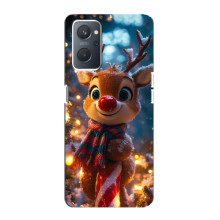 Яркий чехол для Oppo A76 с Зимними Оленятами – Олень в шарфе