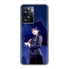 Чехлы Венсдей на Oppo A77 Уэнсдей (AlphaPrint) (Уэнздей с зонтом)