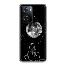 Чехол с рисунком кот на Oppo A77 (Девушка с котом)