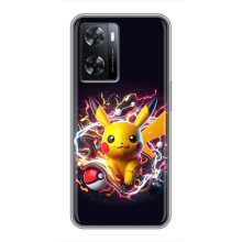 Чехол с Пикачу на Oppo A77 (Пикачу с мячом)