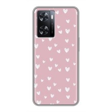 Чехол с розовым рисунком для Oppo A77 (Сердечки на розовом)