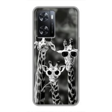Силиконовый чехол с КАРТИНКАМИ лето для Oppo A77 (AlphaPrint) (Жирафы в очках)