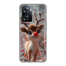 Яркий чехол для Oppo A77 с Зимними Оленятами