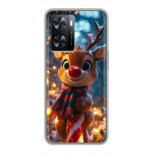 Яскравий чохол для Oppo A77 з Зимові Оленята – Олень з шарфом