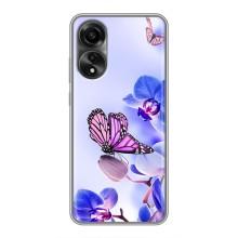 Чехлы с Цветами для OPPO A78 (4G) (VPrint) (Бабочка на цветочке)