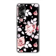Чехлы с Цветами для OPPO A78 (4G) (VPrint) (Цветочки на черном)