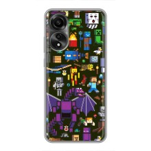 Чехол Майнкрафт на OPPO A78 (4G) (AlphaPrint) Minecraft (Коллаж Майнкрафт)