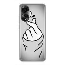 Чехол с принтом для OPPO A78 (4G) (AlphaPrint - Знак сердечка)