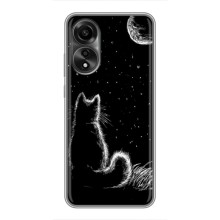 Чехол с принтом для OPPO A78 (4G) (AlphaPrint) Модные коты (Котик и луна)