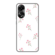 Чехол с розовым рисунком для OPPO A78 (4G) (Розовые цветы)