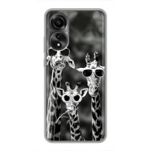 Силиконовый чехол с КАРТИНКАМИ лето для OPPO A78 (4G) (AlphaPrint) (Жирафы в очках)