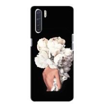 Чехлы (ART) Цветы на Oppo A91 (VPrint) (Белые цветы)