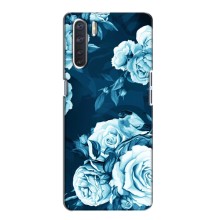 Чехлы (ART) Цветы на Oppo A91 (VPrint) (Голубые Бутоны)