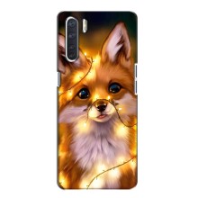 Чехлы с картинкой Лисички для Oppo A91 (VPrint) (Лисичка в гирляндах)