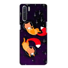 Чехлы с картинкой Лисички для Oppo A91 (VPrint) (Лисички космонавты)