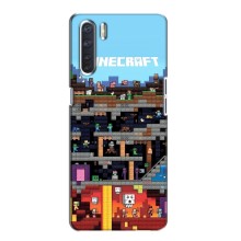 Чехол Майнкрафт на Oppo A91 (AlphaPrint) Minecraft (фон Minecraft)