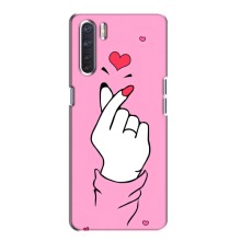 Чехол с принтом для Oppo A91 (AlphaPrint - Знак сердечка) – Знак Love