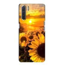 Чехол с Цветами для Oppo A91 (поле подсолнухов)