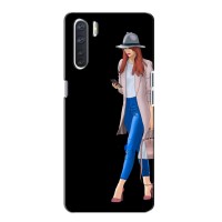 Чехол с картинкой Модные Девчонки Oppo A91 (Девушка со смартфоном)
