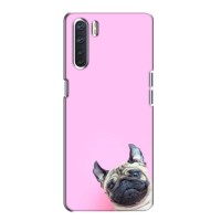 Бампер для Oppo A91 с картинкой "Песики" (Собака на розовом)