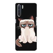 Чехол с принтом для Oppo A91 (AlphaPrint) Модные коты – Грустный кот