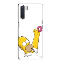 Чехол с Симпсонами для Oppo A91 (VPrint) (Гомер с пончиком)