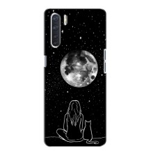 Чехол с рисунком кот на Oppo A91 (Девушка с котом)