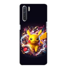 Чехол с Пикачу на Oppo A91 (Пикачу с мячом)