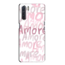 Чехол с розовым рисунком для Oppo A91 (Любовь)