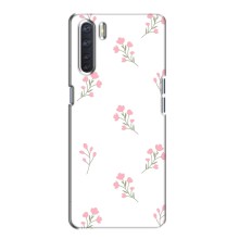 Чехол с розовым рисунком для Oppo A91 (Розовые цветы)