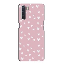 Чехол с розовым рисунком для Oppo A91 (Сердечки на розовом)