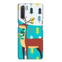 Силиконовый бампер с картинкой животных для Oppo A91 (Олень с шарфом)