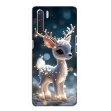 Яркий чехол для Oppo A91 с Зимними Оленятами – Блистающий оленёнок