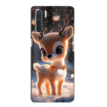 Яркий чехол для Oppo A91 с Зимними Оленятами – Оленёнок