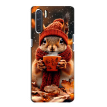 Печатный чехол «Зверята с кофе» для Oppo A91 – Белка с кофе