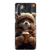 Печатный чехол «Зверята с кофе» для Oppo A91 – Мишка с кофе
