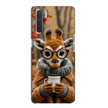 Печатный чехол «Зверята с кофе» для Oppo A91 – Жираф с кофе