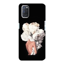 Чехлы (ART) Цветы на Oppo A92 (VPrint) (Белые цветы)