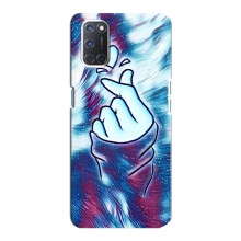 Чехол с принтом для Oppo A92 (AlphaPrint - Знак сердечка) – Радужное сердце