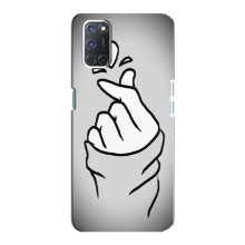 Чехол с принтом для Oppo A92 (AlphaPrint - Знак сердечка) – Значок Love