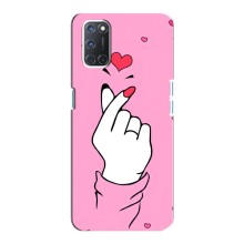 Чехол с принтом для Oppo A92 (AlphaPrint - Знак сердечка) – Знак Love