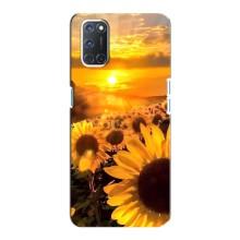 Чехол с Цветами для Oppo A92 (поле подсолнухов)