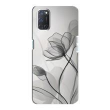 Чохол з квітковим принтом на OPPO А92 – Чорні квіти